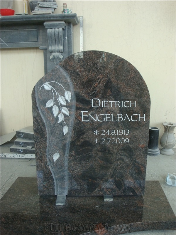 Leaf Engraved Stone Granite Monuments, Blue Granite Monument & Tombstone
