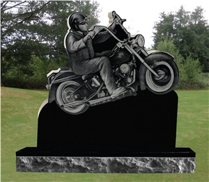 Stone Granite Antique Motorbike Tombstone