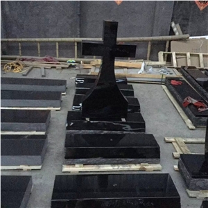 Absolutely Black Tombstones Cross Headstone Engraved Gravestone