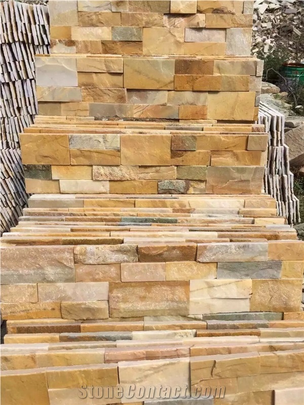Beige Sandstone Cultured Stone Z Shape Wall Cladding Stack Stone Veneer
