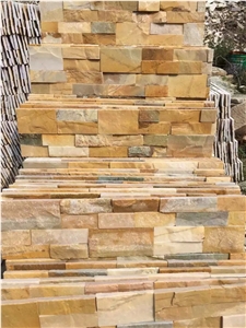 Beige Sandstone Cultured Stone Z Shape Wall Cladding Stack Stone Veneer