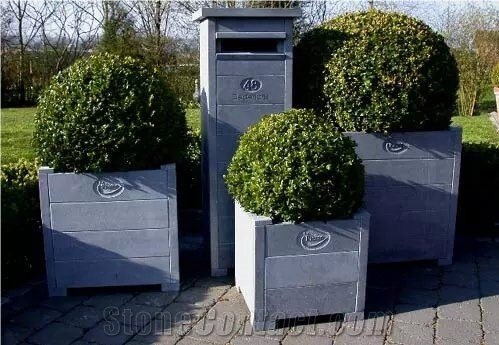 Blue Limestone Blue Stone Honed Rusty Flower Vase Pot Flower Bed Planter