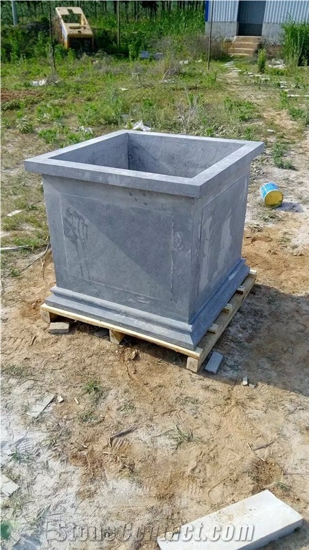 Blue Limestone Blue Stone Honed Rusty Flower Vase Pot Flower Bed Planter