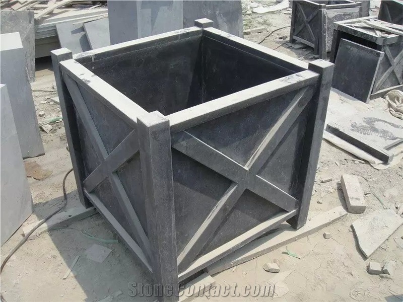 Blue Limestone Blue Stone Honed Rusty Flower Vase Pot Flower Bed Planter