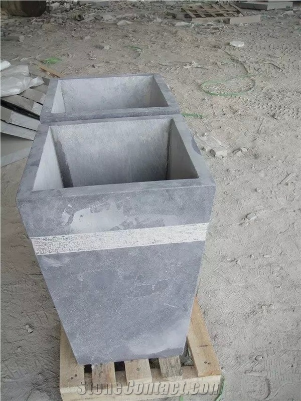 Blue Limestone Blue Stone Honed Rusty Flower Vase Pot Flower Bed Planter