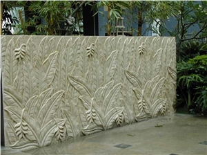 China Beige Marble and Sandstone Carving Reliefs Wall Decoration Relief