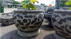 China Blue Limestone Carving Planter Vase Bench Cheap Price External Furniture Planter