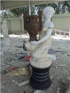 China White Marble Carving Western Girl Sculpture & Statue, White Marble Statues