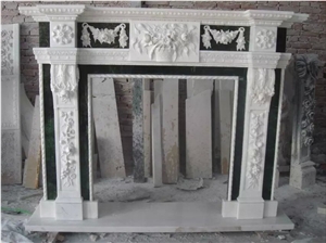 Marble Carving Fireplace Mantel Beige Marble,White Marble Fireplace Mantel