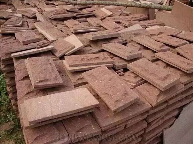 Red Sandstone Mushroom Tiles Slabs for Wall Natural Surface