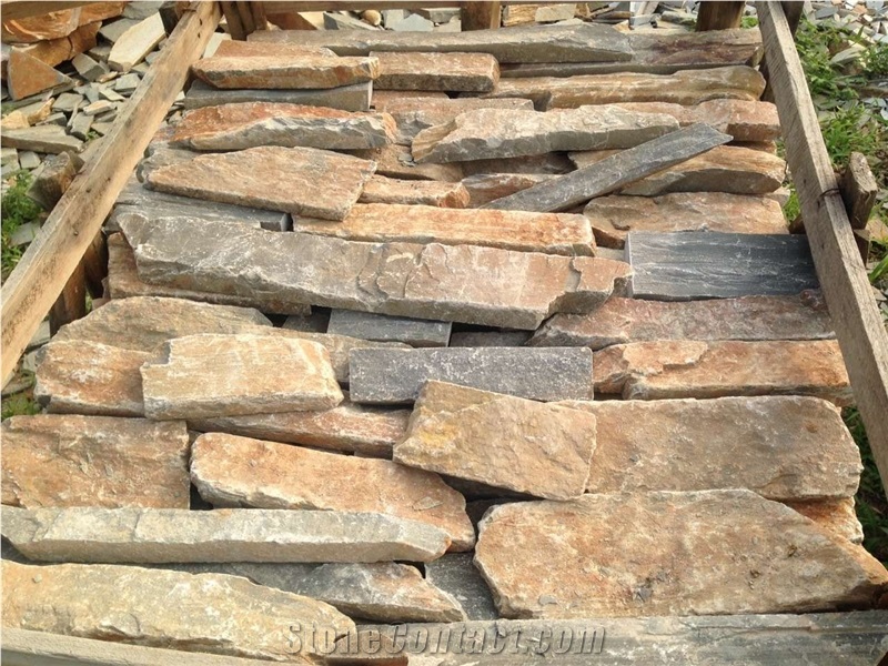 Rusty Slate Cultured Stone, Stack Stone Rock Face Stone Veneer Cheap Prices