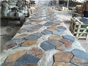 Rusty Slate Flag Stone Net Pasting Paving Patio, Rustic Slate Flagstone