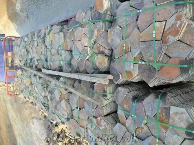 Rusty Slate Flag Stone Net Pasting Paving Patio, Rustic Slate Flagstone