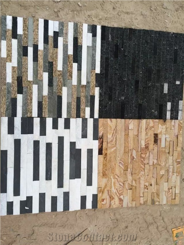 Slate Sandstone Marble Quartz Mixed Multicolor Wall Cladding Culture Stones Stack Stone Feature Wall