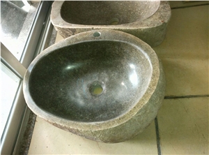Irregular Outdoor River Stone Sinks,China Brown Pebble Stone Basins