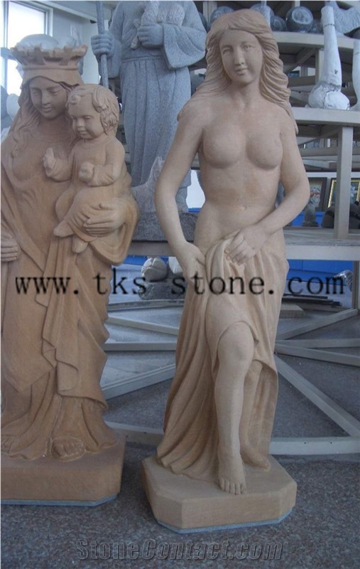Beige Sandstone Mother Of God Sculpture & Statue/Virgin Mary/Religious Sculptures