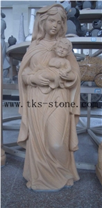 Beige Sandstone Mother Of God Sculpture & Statue/Virgin Mary/Religious Sculptures