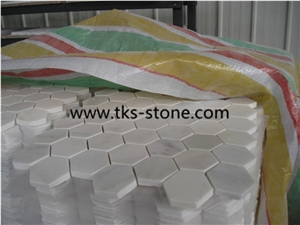 Bianco Carrara White Marble Mosaic,Hexagon Mosaics,Mosaic Pattern,Polished Mosaic,Oriental White Mosaics,Dynasty White Mosaics
