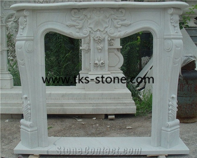 Bianco Statuario Marble Fireplace,Diamante White Marble Fireplace
