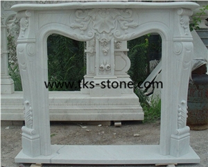 Bianco Statuario Marble Fireplace,Diamante White Marble Fireplace