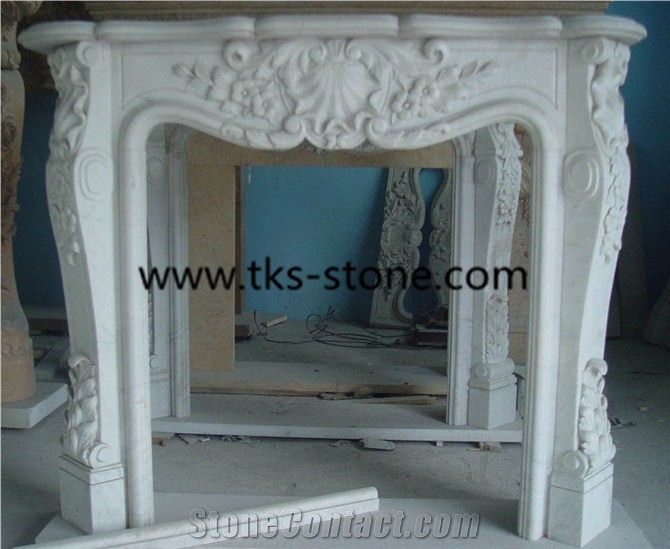 Bianco Statuario Marble Fireplace,Diamante White Marble Fireplace