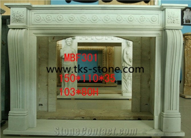 Bianco Statuario Marble Fireplace,Diamante White Marble Fireplace