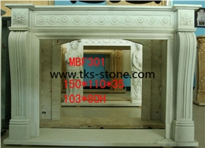 Bianco Statuario Marble Fireplace,Diamante White Marble Fireplace