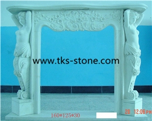 Bianco Statuario Marble Fireplace,Diamante White Marble Fireplace