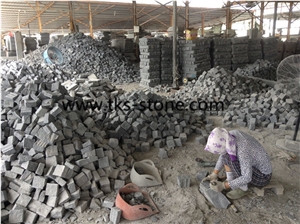 Black Cobble Stone,Basalt Black Cube Stone,Cobble Stone,Six Sides Natural Stone