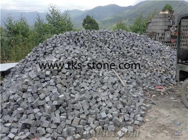 Black Cobble Stone,Basalt Black Cube Stone,Cobble Stone,Six Sides Natural Stone