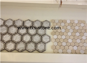 Calacatta Gold Marble Mosaic Tiles, Italy White Marble Mosaic, Calacatta White Marble Mosaic Tiles, Hexagon Marble Mosaic Tiles,Stips Mosaics, Herringbone Mosaics