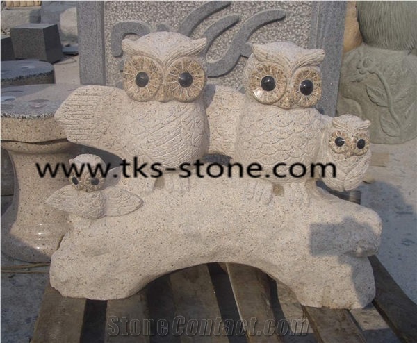 China Beige Granite Owl Sculpture & Statue,Night Owl,Animal Sculptures,Bird Sculptures,Statues,Garden Sculptures
