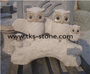 China Beige Granite Owl Sculpture & Statue,Night Owl,Animal Sculptures,Bird Sculptures,Statues,Garden Sculptures
