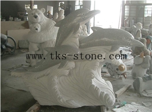 China Black Granite Animal Sculptures/ Dolphin Carving/ Delphinus Delphis Sculpturse/Dolphins Jumping