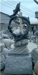 China Black Granite Animal Sculptures/ Dolphin Carving/ Delphinus Delphis Sculpturse/Dolphins Jumping