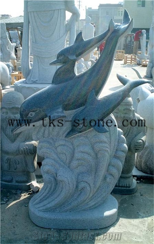 China Black Granite Animal Sculptures/ Dolphin Carving/ Delphinus Delphis Sculpturse/Dolphins Jumping