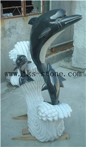 China Black Granite Animal Sculptures/ Dolphin Carving/ Delphinus Delphis Sculpturse/Dolphins Jumping