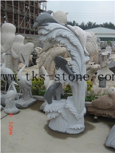 China Black Granite Porpoise Sculptures/ Dolphin Carving/ Delphinus Delphis Sculpturse/Dolphins Jumping/Chinese Carving