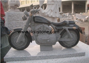 China Black Marble Sculptured Art Wor, Stone Art, Creative Stones & Works, Motorcycle Sculpture