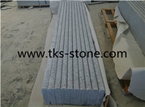 China G603 Sesame White Granite Stairs & Steps with One Long Edge Flamed,Flamed G603 Grey Granite Steps Risers,Fargo G603 Grey Granite Flamed Stair Treads,Rough Flamed Staircase