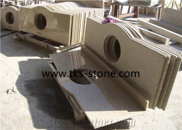 China G682 Granite Bath Tops, Sunset Gold, Giallo Yellow, Golden Cristal, Golden Crystal, Padang Golden Leaf, Golden Peach Granite Vanity Tops