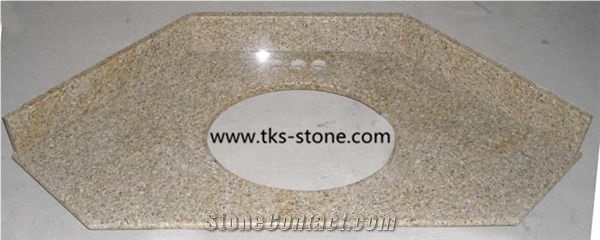 China G682 Granite Bath Tops, Sunset Gold, Giallo Yellow, Golden Cristal, Golden Crystal, Padang Golden Leaf, Golden Peach Granite Vanity Tops