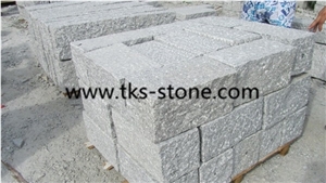 China G682 Rusty Yellow Granite Palisade + G603 Luner Pearl Grey Granite Palisade,Rough Picked Pineapple Surface, Exterior Garden Stone, Landscape Stone Fence