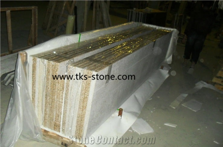 China G682 Yellow Granite Kitchen Countertop, Sunset Gold, Rusty Yellow, Giallo Rusty, Yellow Rust Granite, Desert Gold, Gold Leaf Granite