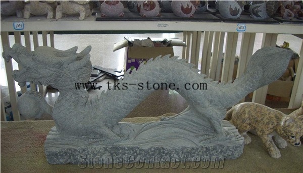 China Green Granite Dragon Sculptures/Mascot Carving/Animal Sculptures