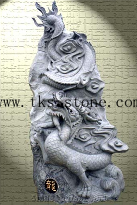 China Green Granite Dragon Sculptures/Mascot Carving/Animal Sculptures