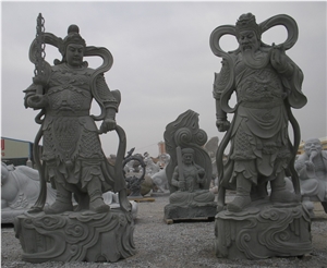 China Green Granite Orientalism Sculpture/The East Civilization/ Pilgrimage to the West/ Guandi - Sword/Journey to the West/Historical Figures