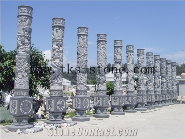 China Grey Granite Column & Pillar / Animal Post/Ancient Architecture