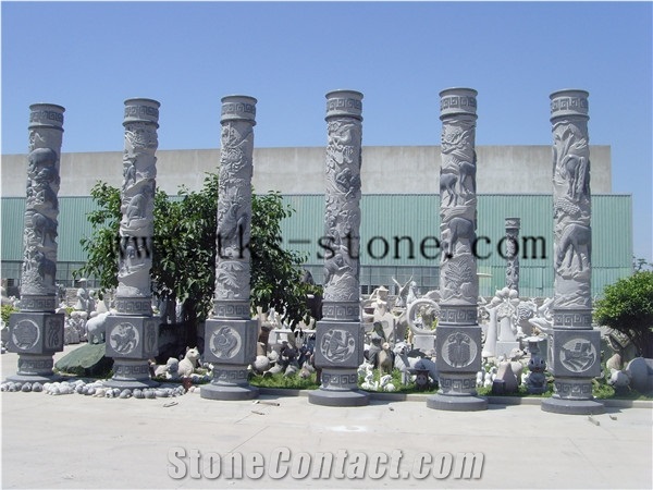 China Grey Granite Column & Pillar / Animal Post/Ancient Architecture