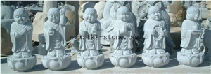 China Grey Granite Statues & Sculptures/Monk Sculpture/Buddhist/